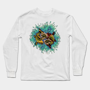 Koi Fish Swimming In Lotus Flower Pond Long Sleeve T-Shirt